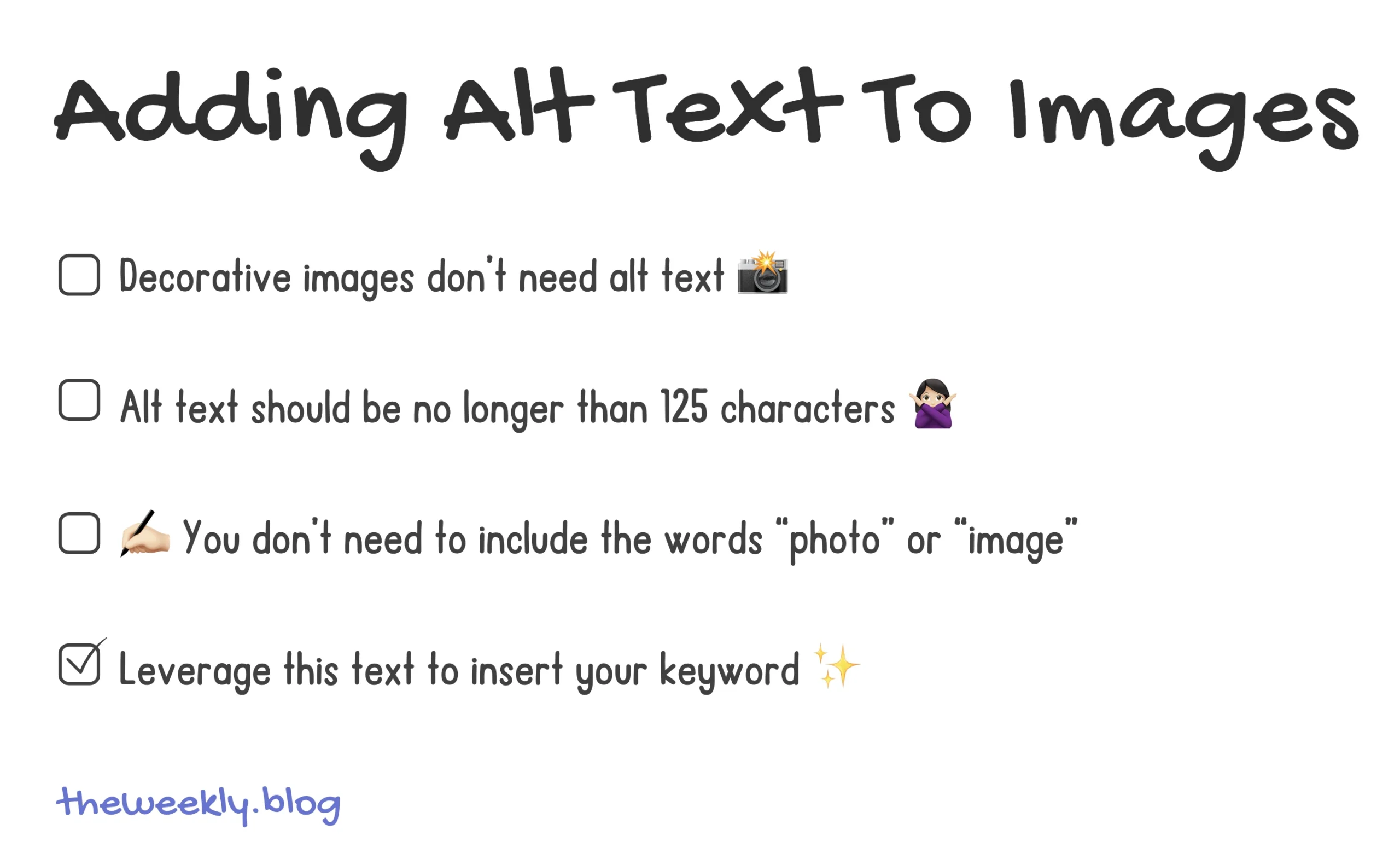 Tips when adding alt text to your images